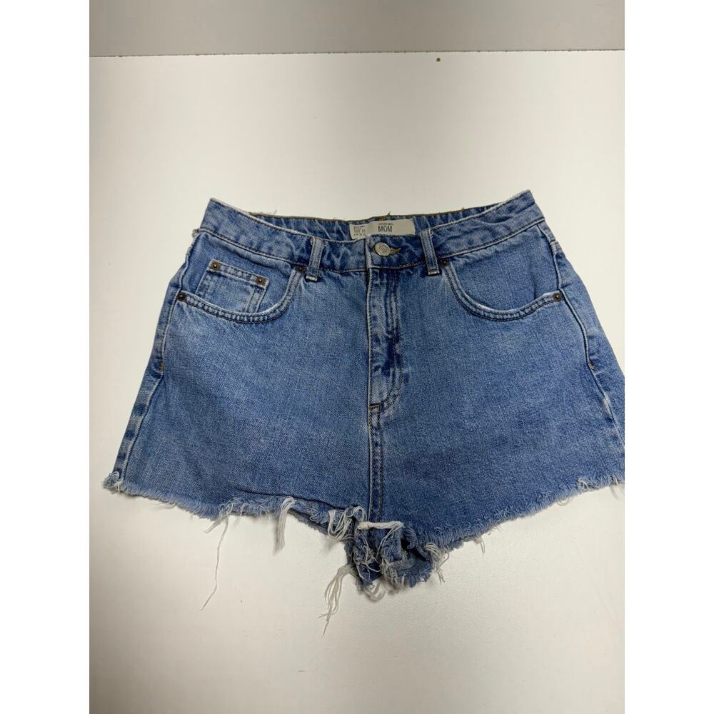 Top Shop Moto Mom Shorts Denim Raw Hem 26” Eaist Sz Small Rockabilly